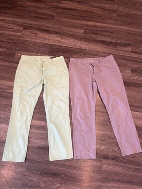 Men's Casual Chino Pants in Mint Green and Lavender - Classic Fit, Set of 2